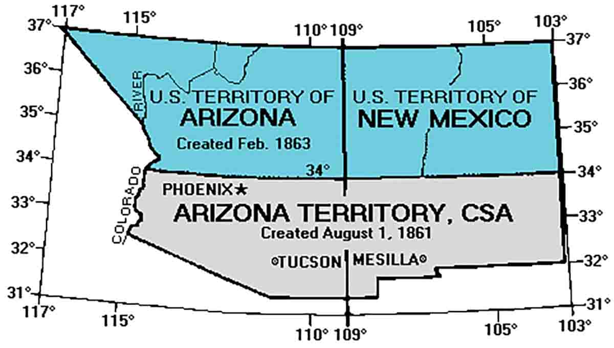 The Confederate Territory of Arizona from 1861 until 1863.